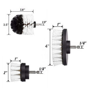 Kit 3 cepillos blancos blandos limpieza tapiz  4, 3,5 y 2" para taladro